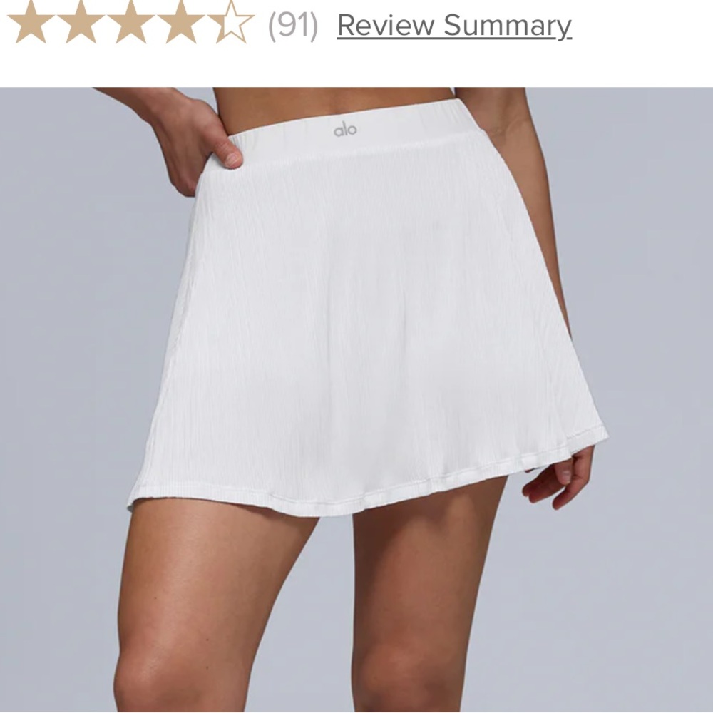 ALO Yoga Micro Plisse tennis skirt white